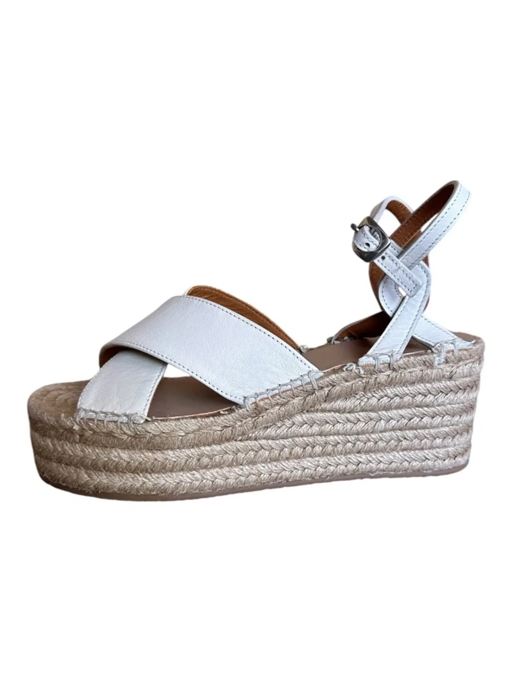 rag & bone Hera Espadrille Wedge Sandals Antique White Leather Size 9.5